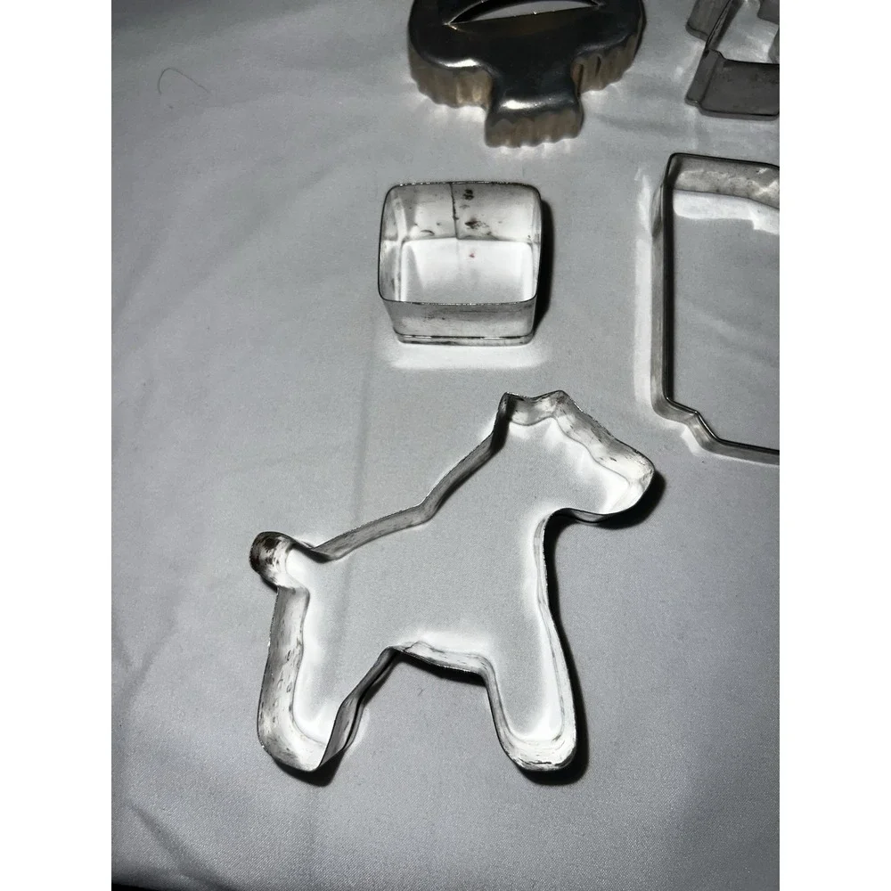 VTG Aluminum Cookie Cutter Lot 9pc Ohio State Teddy Bear Spade Club Dog Heart